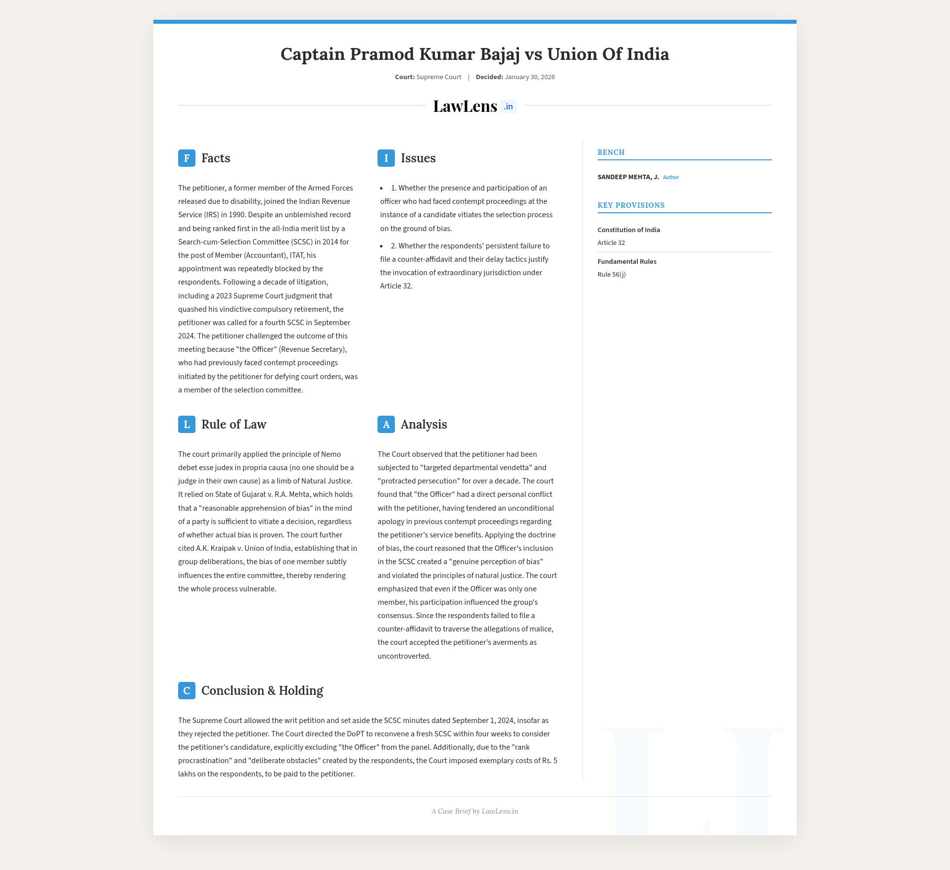 Captain Pramod Kumar Bajaj V Union Of India 2026 INSC 101 Public Image 95 