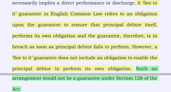 UV ARC v. Electrosteel Castings  2026 INSC 14 - Contract Act - 'See To It' Guarantee