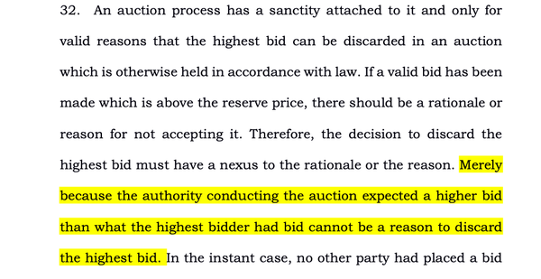 Golden Food Products India v. State of Uttar Pradesh  2026 INSC 22 - Auction - Expectation of Higher Bid