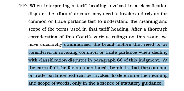 Commissioner of Customs (Import) v. Welkin Foods; 2026 INSC 19 -Common Or Trade Parlance Test