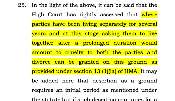 Sonal Talpada v. Veerbhan Singh 2026 INSC 620 – Cruelty; Prolonged Duration - Living Separately